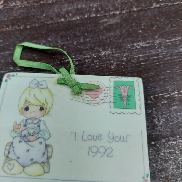 Vintage Precious Moments "I Love You" 1992 Easter Seals Collectible Ceramic Orna - Picture 3 of 6